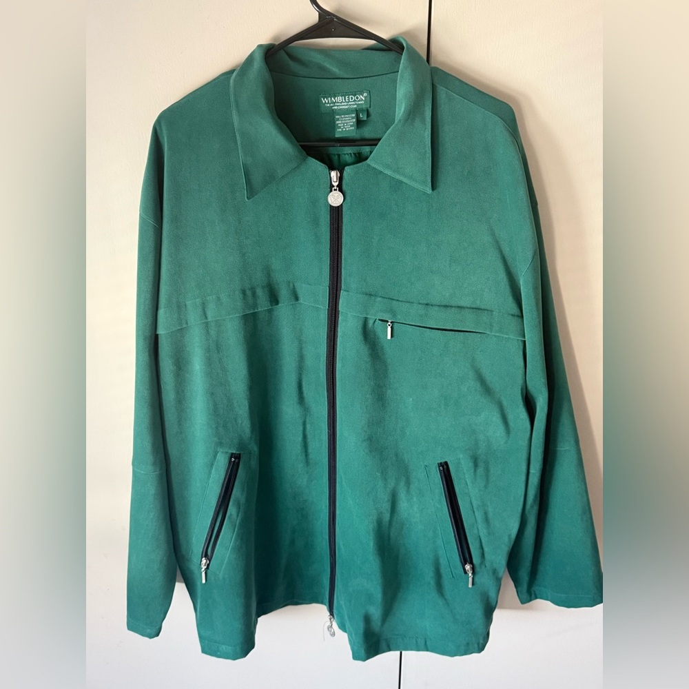 Vintage Wimbledon Teal Green Zip-Front Lightweight Jacket